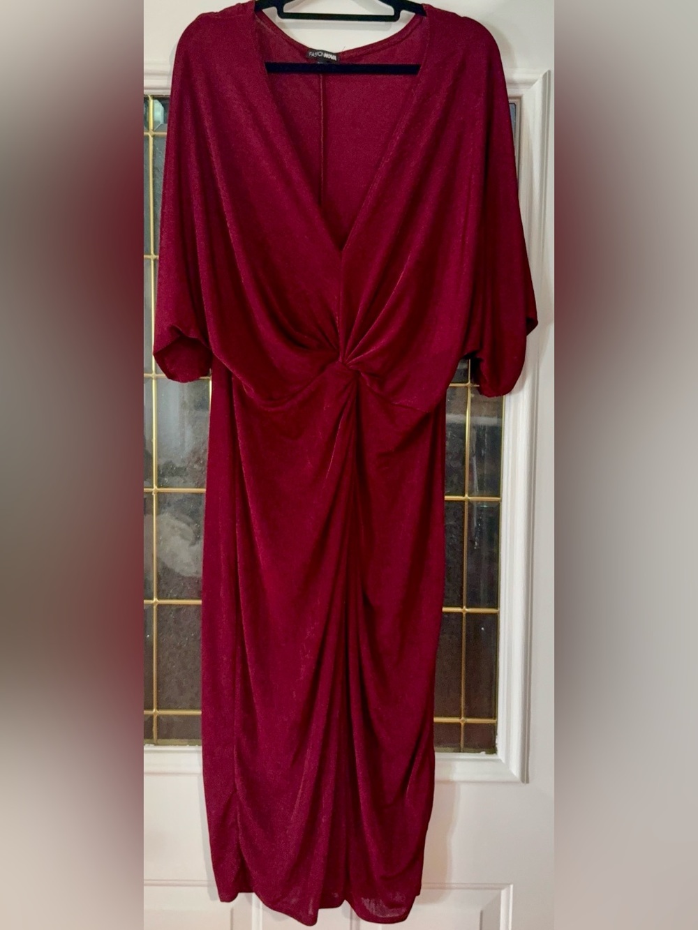 Pre-Loved Fashion Nova Twist-Knot Midi Dress in Burgundy